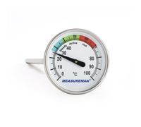Thermomètre compost inox tige 40cm cadran couleur précis jardin maison | Cadran coloré lecture compost instantanée. Sonde longue cœur tas compost, inox anti-humidité résistant extérieur.