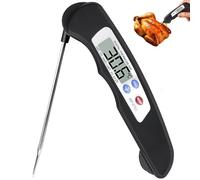 Thermomètre Cuisine Lecture Instantanée 3s - Thermometre Cuisson Viande BBQ avec Écran LCD, Sonde Pliable et Longue Sonde, Thermomètre Pâtisserie Numérique pour Lait Boissons Chaudes Sucre Cuisine Pro