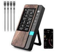 Thermomètre Cuisine Pack de 4, Thermometre Viande avec Application, Meat Thermometer Étanche IP67 Sans Fil, Sonde Temperature Connectée pour Barbecue, Four, Grill, Cuisine, Fumoir, Rôtisserie