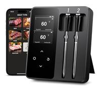 Thermomètre Cuisine Sans Fil avec 2 Sondes, Grand Écran LCD, 130m Meat Thermometer Bluetooth avec Smart APP, Sonde Temperature Connectée pour Barbecue, Four, Grill, Fumoir, Rôtisserie, Airfryer