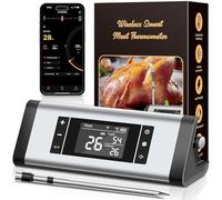 Thermometre Cuisine sans Fil, Sonde Temperature Cuisine Barbecue, Thermometre Connecté Bluetooth 240m et App, Étanche et Rechargeable, Minuterie et Alarme, Thermomètre Viande pour Four, Grill, Cadeau