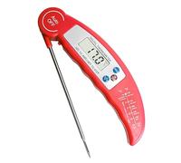 Thermometre Cuisine, Thermomètre à viande, Thermometre Cuisson Lecture Instantanée, Rétroéclairage LCD & Calibration, Sonde Pliable, pour Cuisson, Viande, BBQ, Rouge