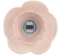 Béaba Thermomètre de bain Lotus – numérique multifonctions, prise température pièce & bain, Old Pink