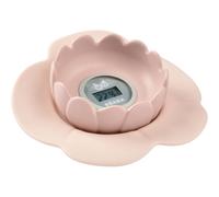 Béaba Thermomètre de bain Lotus – numérique multifonctions, prise température pièce & bain, Old Pink
