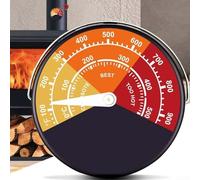 Thermomètre de cheminée avec construction en aluminium, grand format de cadran, et support magnétique pour surfaces de poêle standard (B)