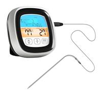 Thermomètre de cuisine numérique avec sonde pour viande et poisson - Thermomètre pour four, barbecue et fumoir avec écran LCD rétroéclairé, alarme, minuterie et aimant, 5 niveaux de cuisson