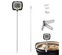 Thermomètre de cuisine, outil de mesure à sonde longue avec crochet pour pot - thermomètre de friture profonde avec affichage rotatif - pour restaurant cuisson grillage barbecue extérieur sucre bière