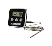 Thermomètre De Cuisson Numérique Avec Sonde Déportée Et Minuterie D'alarme Melissa Noir / Argent