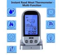 KINGCENTON - Thermomètre de cuisson numérique - sonde INOX 120cm - 0C - 250 C - Télécommande sans fil Gris