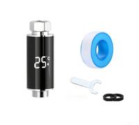 Thermomètre de douche numérique à LED, affichage de la température de l'eau, moniteur en temps réel 0-99 °C, thermostat de bain de sécurité intelligent, noir argenté (A)