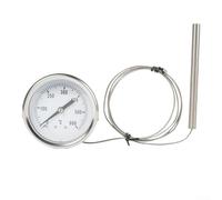 Thermomètre de four en acier inoxydable avec sonde de 0 ℃ à 600 ℃ Jauge de température précise Grand pour cadran, design anti-buée, câble de 1 m pour four, chaudière, grill, cuisine industrielle