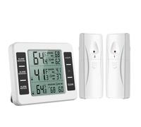 Thermomètre de Frigo Congelateur, Thermomètre de Réfrigérateur sans Fil avec 2 Capteurs, Alarme Sonore, Min/Max, Thermomètre