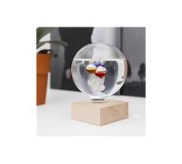 KIKKERLAND Thermomètre Galileo, étiquettes métalliques Dites à la Fois Celsius et Fahrenheit, Globe en Verre, Base en Bois de hêtre, Transparent 11x12x15,8cm