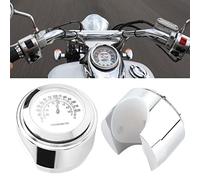 Thermomètre de montage sur guidon, accessoires d'horloge de thermomètre de température de montage de guidon de moto étanche en aluminium de 22-25mm avec clé hexagonale(blanche)