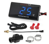 Thermomètre de moto avec écran numérique LCD, Mini compteur pour XMAX250 300 NMAX CB 400 CB500X KOSO, jauge de température de l'eau avec capteur Blue 18mm Adapter