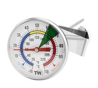 Thermomètre de mousseuse à lait avec sonde de 175 mm en acier inoxydable et clip, pour machine à café de bar