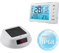 Thermomètre de piscine, à énergie solaire, lumière d'ambiance RGB, écran digital blanc