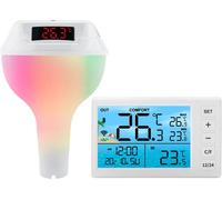 Thermomètre de piscine, sans fil, à énergie solaire, écran digital blanc