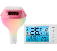 Thermomètre de piscine, sans fil, à énergie solaire, écran digital rose