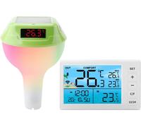 Thermomètre de piscine, sans fil, à énergie solaire, écran digital vert