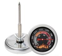 Thermomètre de rechange en acier inoxydable pour barbecue au charbon de bois avec filetage de vis et jauge de température à double échelle pour la cuisson de la viande (noir)