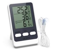 Thermomètre de Réfrigérateur avec Capteur, Écran LCD Température et Humidité, Température Max/Min en 24H