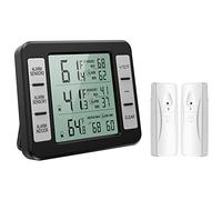 Thermomètre de Réfrigérateur, ORIA Thermomètre de Frigo Congelateur sans Fil avec 2 Capteurs, Alarme Sonore, Min/Max, Thermomètre In/Extérieur pour Maison Cuisine Restaurant Bars Café - Noir
