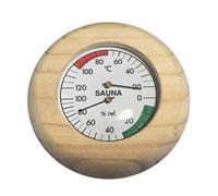 Thermomètre de sauna rond en bois avec large gamme de mesures pour la maison, la salle de bain, test de température, humidité, hygromètre de salle de bain en bois avec couvercle en verre et référence