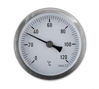 Thermomètre de tuyau analogique bimétallique de 63 mm - Type de pointeur 120 °C - Clip en acier inoxydable - Grille de chaudière - Barbecue - Jauge de température - Manchon en laiton - Lecture précise