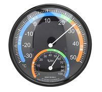 Thermomètre de type pointeur, Hygromètre Jauge D'humidité De La Température Domestique Pour L'intérieur Et L'extérieur Moniteur De Type Pointeur Rond Pour Pièce, Serre, Salle De Plantation(Noir)