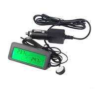 Thermomètre de voiture, 1 pièce 12 V LCD numérique intérieur extérieur jauge de température pour tableau de bord de véhicule, caravane, camping-car (vert)