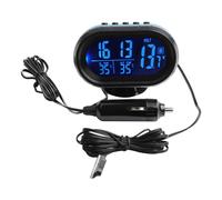 Thermomètre de voiture 12 V et horloge numérique avec voltmètre pour une surveillance complète du véhicule (bleu)