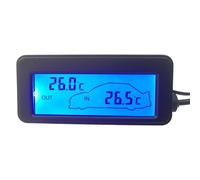Thermomètre De Voiture - Coque Noire 7,6x3,4x1,5 Cm | Jauge Numérique De Température Intérieure Et Extérieure LCD, Mini Écran Rétroéclairé DC12V, Capteur Externe | Précise Du Climat Pour