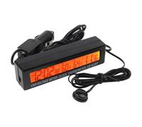Thermomètre de voiture numérique LCD et tension avec affichage intérieur et extérieur, 12/24 V automatique, givre, horloge, enregistrements max min, câble de 1,5 m - Noir