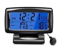 Thermomètre de voiture - Réveil numérique Ruspela - Calibre de la température avec rétroéclairage - Thermomètre de voiture