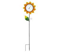 Thermomètre d'extérieur pour terrasse, thermomètre de jardin avec piquet de terre, thermomètre solaire de jardin, thermomètre décoratif pour extérieur, tournesol en métal, thermomètre pour pelouse,