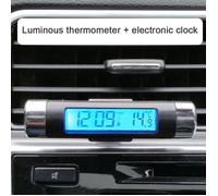 Thermomètre d'horloge de voiture en forme de baril, Affichage LCD, Clip de ventilation sur LED, Thermomètre d'horloge numérique