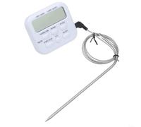 Thermomètre Digital ABS Minuteur 99h Thermomètre Digital ABS | Sonde 1,5m, conversion C/F instantanée, écran LCD clair, pour idéal four et barbecue, design ergonomique
