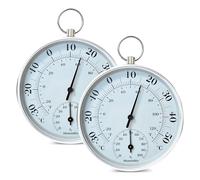 Thermomètre D'Intérieur et D'Extérieur, 2pcs Hygromètre Thermomètre 10cm, Thermometre Intérieur et Extérieur, Thermometre Exterieur Mural pour Maisons, Serres, Jardins (Blanc)