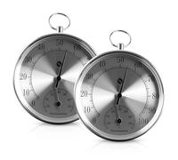 Thermomètre D'Intérieur et D'Extérieur, 2pcs Hygromètre Thermomètre 10cm, Thermometre Intérieur et Extérieur, Thermometre Exterieur Mural pour Maisons, Serres, Jardins (Argent)