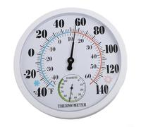 Thermomètre d'intérieur et d'extérieur avec hygromètre, circulaire analogique pour la surveillance de la température et de l'humidité, visage noir et blanc, taille de 25 cm pour terrasse, garage
