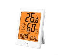 Thermomètre d'intérieur numérique et hygromètre avec bouton tactile et écran LCD rétroéclairé pour une surveillance précise de la température et de l'humidité (blanc)