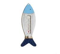 Thermomètre en bois en forme de poisson à motif de voilier pour montage mural, décoration côtière dans les environnements résidentiels (C)