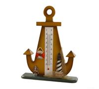 Thermomètre en forme d'ancre en bois élégant de forme vintage pour décoration d'intérieur (A)