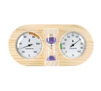 Thermomètre et hygromètre de sauna, jauge d'accessoires de sauna en bois avec sablier 15 minutes, support mural mécanique en pin pour la surveillance la pièce, violet, thermomètre