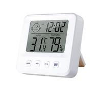 Thermomètre et hygromètre d'intérieur numérique avec écran LCD précis, jauge de température et d'humidité, avec affichage de l'heure, indicateur de confort, fonction réveil et (Without Backlight)