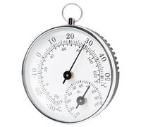 Thermomètre et hygromètre GOEDCH à suspendre : thermomètre analogique argenté, thermomètre et hygromètre de jardin pour intérieur et extérieur, pour maisons, serres, jardins, voitures (10 cm/argent)
