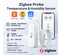 Thermomètre et hygromètre intelligents Zigbee avec sonde, détecteur de température des liquides pour piscine, réfrigérateur, congélateur, compatible 2MQTT TUYA Smart Life For Tuya(No air tem)