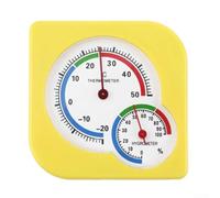 Thermomètre et hygromètre intérieur/extérieur avec affichage à double échelle, -20 à 50 °C et 0 à 100 % RH, pour la maison, le jardin et le bureau (jaune)