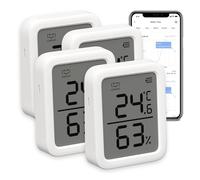 Thermomètre et hygromètre plus ¿ Capteur numérique de température et d'humidité avec Bluetooth, alerte intelligente,stockage de données et écran numérique LCD ¿ Lot de 4